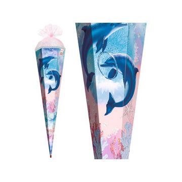 ROTH Schultüte "Delfine", eckig, 850 mm, mit Effekt