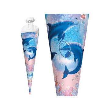 ROTH Schultüte "Delfine", rund, 700 mm, mit Effekt