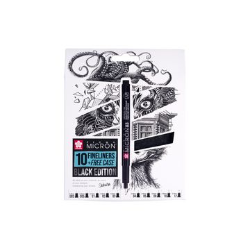 SAKURA Feutre fin Pigma Micron, set de 10 + étui GRATUIT