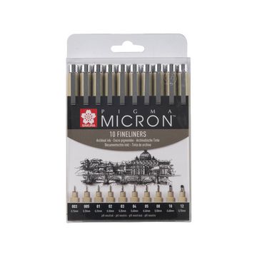 SAKURA Feutre pointe fine PIGMA MICRON, étui de 10, noir