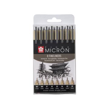 SAKURA Feutre pointe fine PIGMA MICRON, étui de 8, noir