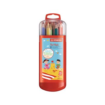 STABILO Crayon de couleur Trio long, étui malin de 15