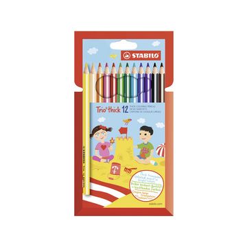 STABILO Crayon de couleur Trio long, corps large, étui de 12