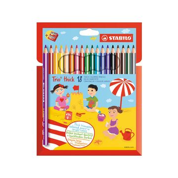 STABILO Crayon de couleur Trio long, corps large, étui de 18
