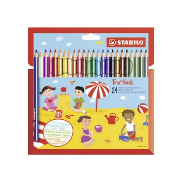 STABILO Crayon de couleur Trio long, corps large, étui de 24