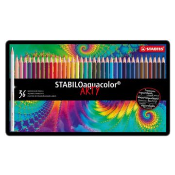STABILO Crayon de couleur aquacolor "ARTY", étui métallique STABILO Crayon de couleur aquacolor "ARTY", étui métallique