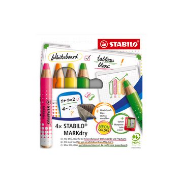 STABILO Crayon marqueur MARKdry FLUO, étui de 4