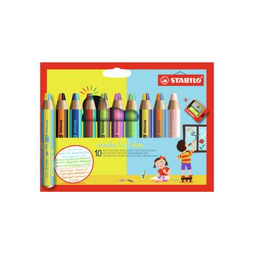 STABILO Crayon multi-talents woody 3 en 1 duo, étui de 10