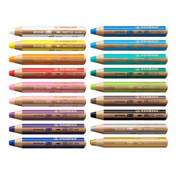 STABILO Crayon multi-talents woody 3 en 1, rond, cyan