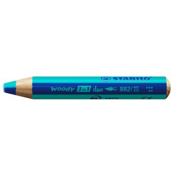 STABILO Crayon multi-talents woody 3en1 duo, bleu/turquoise