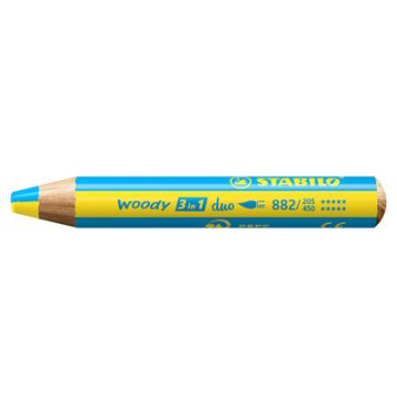 STABILO Crayon multi-talents woody 3en1 duo, jaune/bleu cyan