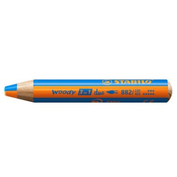STABILO Crayon multi-talents woody 3en1 duo, orange/bleu