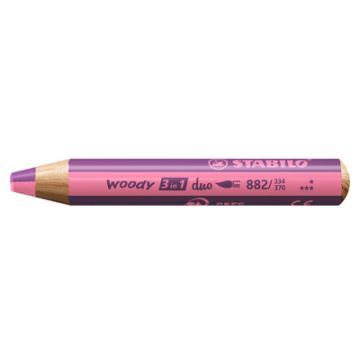 STABILO Crayon multi-talents woody 3en1 duo, rose/mauve lila