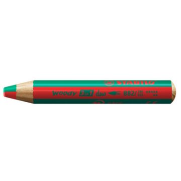 STABILO Crayon multi-talents woody 3en1 duo, rouge/vert