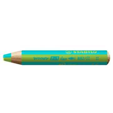 STABILO Crayon multi-talents woody 3en1 duo, turquoise/vert