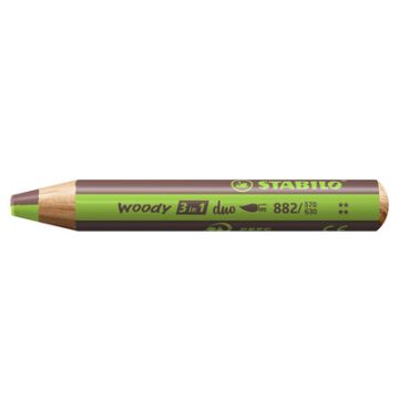 STABILO Crayon multi-talents woody 3en1 duo, vert clair/brun