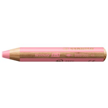 STABILO Crayon multi-talents woody 3en1, rond, rose pastel