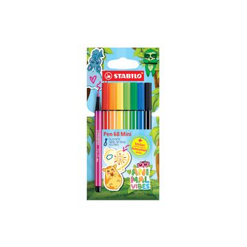 STABILO Feutre Pen 68 Mini Animal Vibes, étui de 8