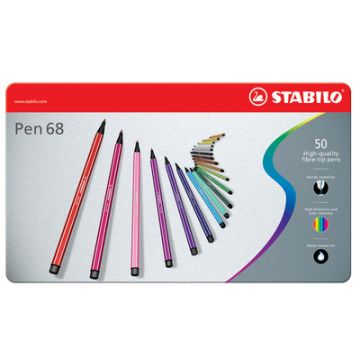 STABILO Feutre Pen 68, étui métallique de 10