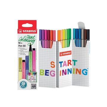 STABILO Feutre Pen 68, set zigzag de 18 pièces