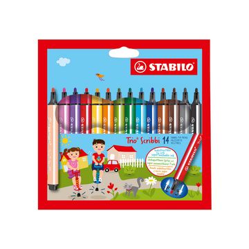 STABILO Feutre Trio Scribbi, étui en carton de 14