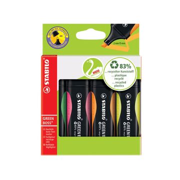 STABILO Surligneur GREEN BOSS, étui en carton de 4