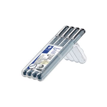 STAEDTLER Feutre à pigment, étui de 4, noir