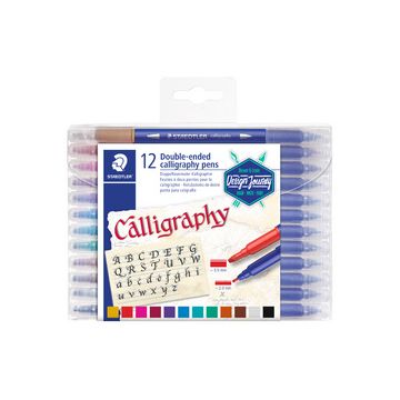 STAEDTLER Feutre double pointe de calligraphie, étui de 12
