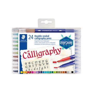 STAEDTLER Feutre double pointe de calligraphie, étui de 24