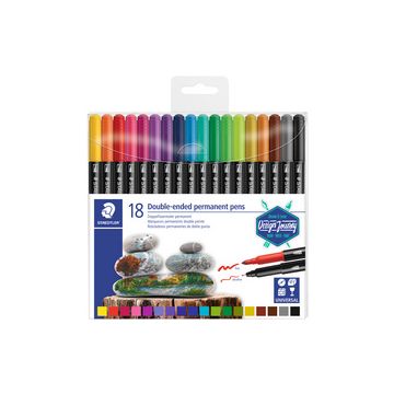 STAEDTLER Feutre double pointe permanent, étui de 18