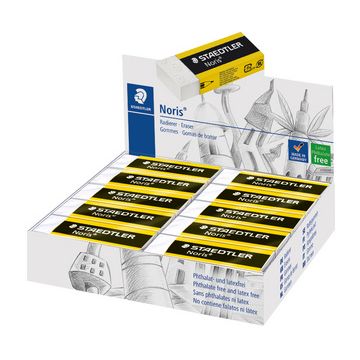 STAEDTLER Gomme plastique Noris, blanc, présentoir de 20 x20