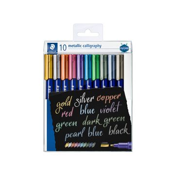 STAEDTLER Marqueur permanent metallic calligraphy, étui 10