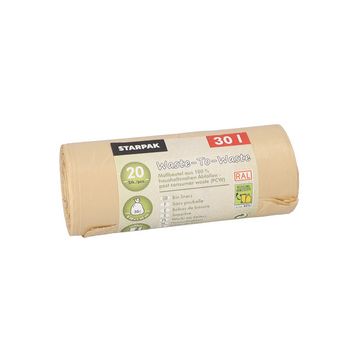STARPAK Sac poubelle "Waste-to-Waste", 30 litres, marron