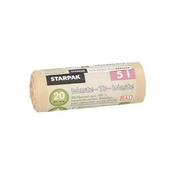 STARPAK Sac poubelle "Waste-to-Waste", 5 litres, marron