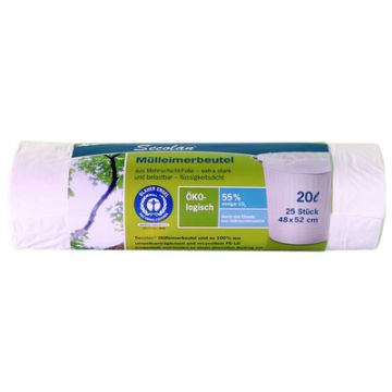 Secolan Sac poubelle, 20 litres, sans fermeture, blanc