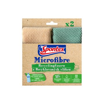 Spontex Chiffon microfibre en fibres recyclées, pack de 2