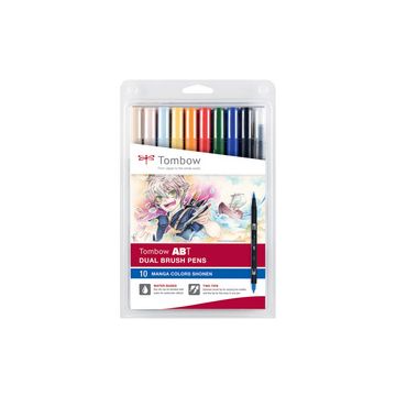 Tombow Feutre double pointe "ABT DUAL BRUSH PEN", set de 10