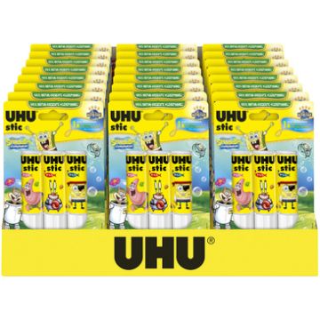 UHU Bâton de colle stic Bob l'éponge, 3 x 21 g, présentoir
