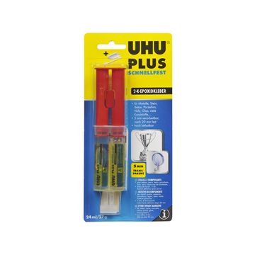 UHU Colle à deux composants plus adhérence rapide, 27 g
