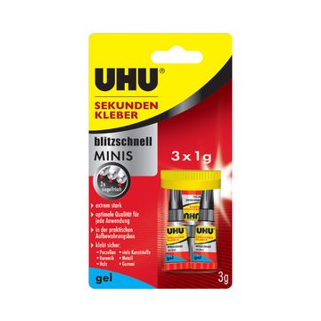 UHU Colle instantanée MINIS GEL, 3 tubes de 1 g