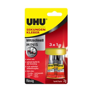 UHU Colle instantanée blitzschnell MINIS, 3 tubes de 1 g