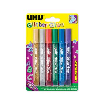 UHU Colle scintillante Glitter Glue Original, 6 x 10 ml