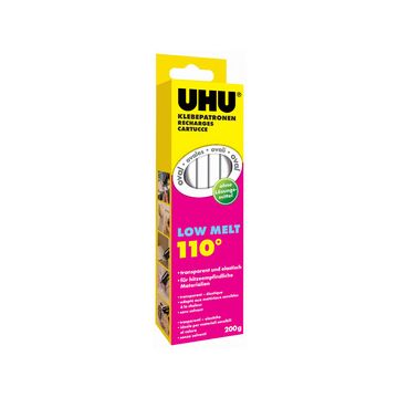 UHU Recharge de colle Low Melt, 200 g, transparent