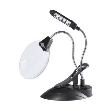 WEDO Loupe de table avec lampe LED, avec serre-joint, noir