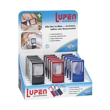 WEDO Loupe rectangulaire avec lampe LED, présentoir de 15 x15