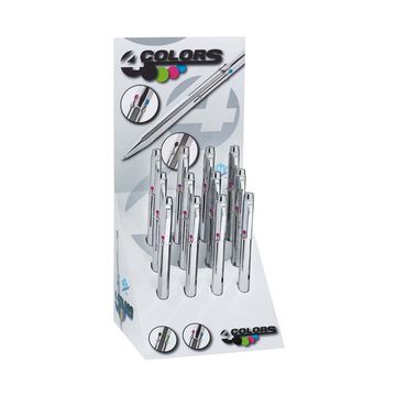 WEDO Stylo à bille 4 couleurs, rétractable, présentoir x12