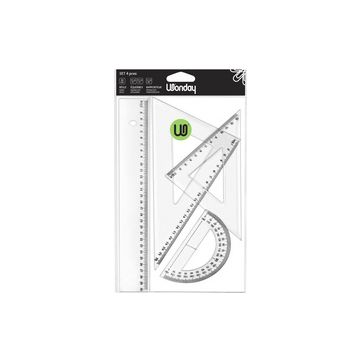 Wonday Set de géometrie ECO, 4 pièces, transparent