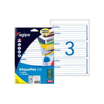 agipa Etiquettes "expéditeur/destinataire", 64 x 133 mm