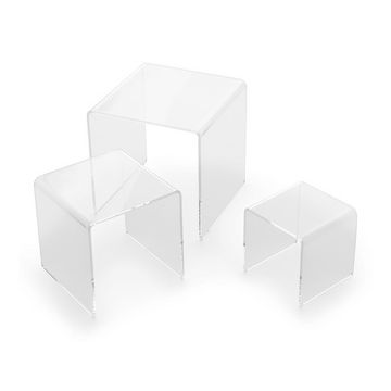 deflecto Podium carré, transparent, set de 3