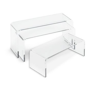 deflecto Podium rectangulaire, transparent, set de 3
